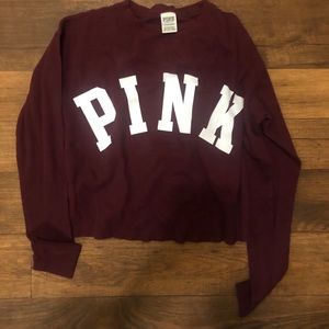 PINK MAROON LONG SLEEVE CROP